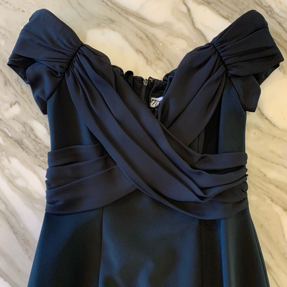 Black Criss-Cross Cocktail Dress by Morgan Taylor Evening - 6 Petite
